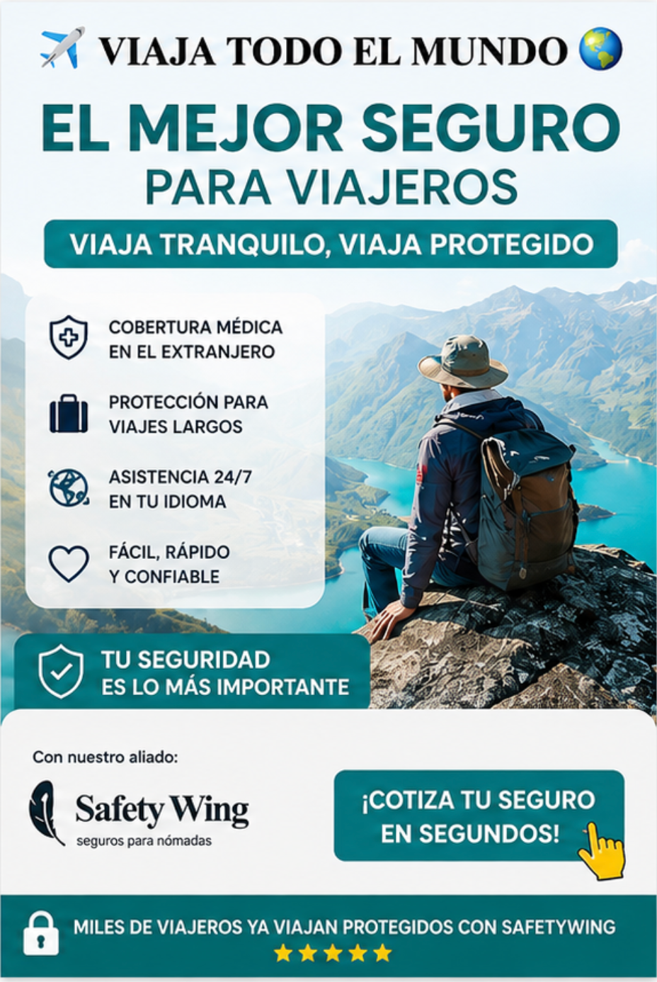 Cotiza tu seguro de viaje con SafetyWing